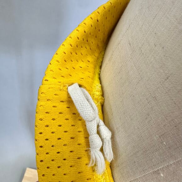 Vintage 70s varsity style mesh basketball gym shorts yellow nylon Size Medium - Picture 14 of 16